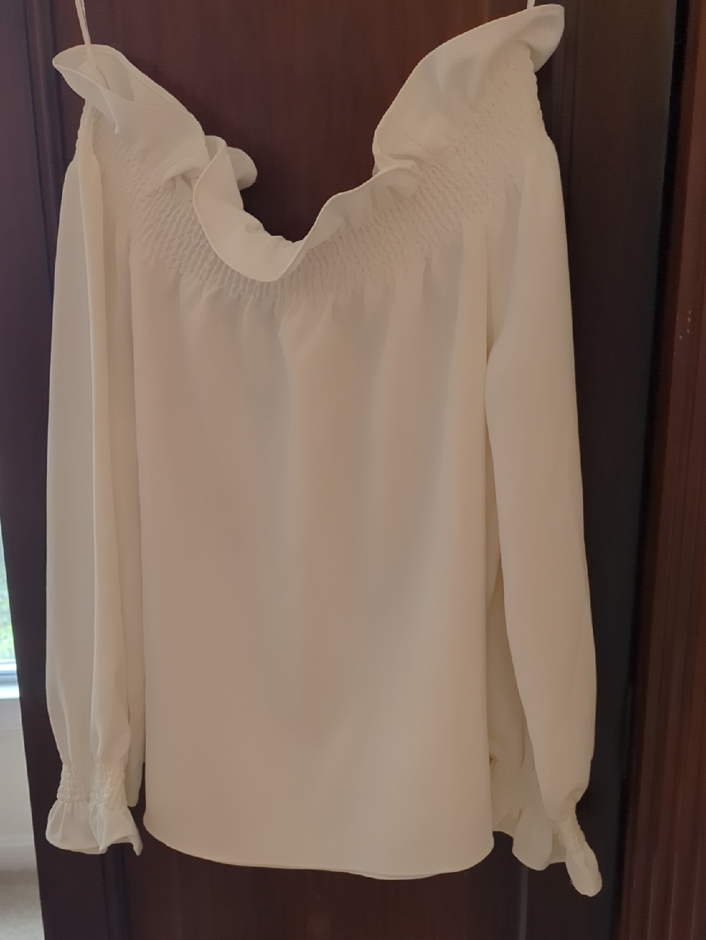 Tuckernuck Marguerite White Off The Shoulder Ruffle Blouse